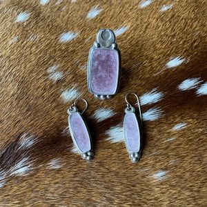 🔮 Sterling Lepidolite ring & earrings